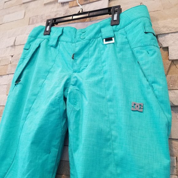 DC Womens Small Green Snowboard Ski Snow Pants Bib Snowsuit Suit Bibs Ladies
